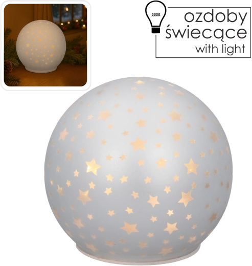 Szklana kula LED z motywem gwiazd 12 × 11 cm