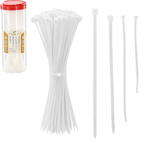 Zestaw nylonowych opasek zaciskowych w tubie, 450 szt. – mix rozmiarów, odporne na UV