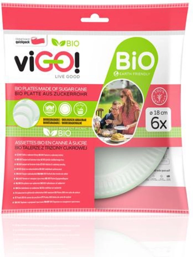 Bio talerze z trzciny cukrowej 18 cm, 6 szt.