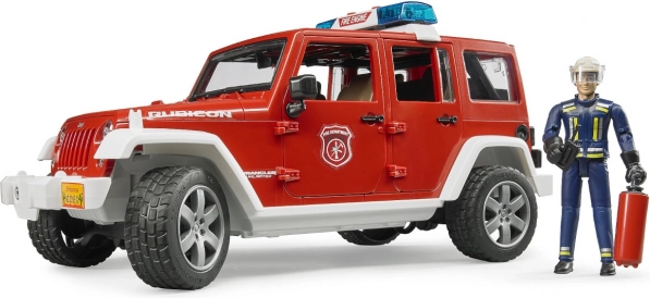 Czerwony strażacki Jeep Wrangler z figurką i akcesoriami
