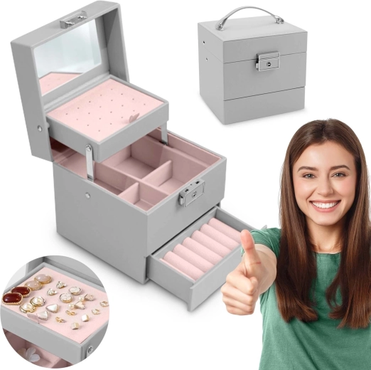 Szkatułka na biżuterię Massido MS-703 szara