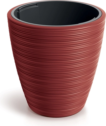Donica Vena Round 30 cm – retro czerwony plastikowy osłonowy z wkładem