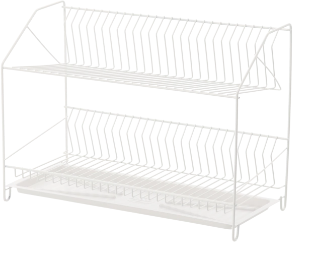 Dwupoziomowa metalowa suszarka do naczyń 50 cm, biała
