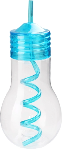 Plastowa butelka ze słomką TORO 600 ml w kształcie żarówki, mix kolorów