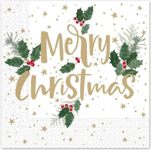 Świąteczne papierowe serwetki 33 × 33 cm, 3-warstwowe, Merry Christmas, 20 szt.