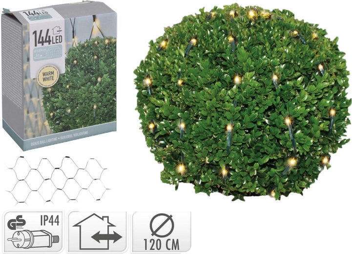 Świąteczna kula LED 1,2 m, 144 LED, ciepła biel, IP44