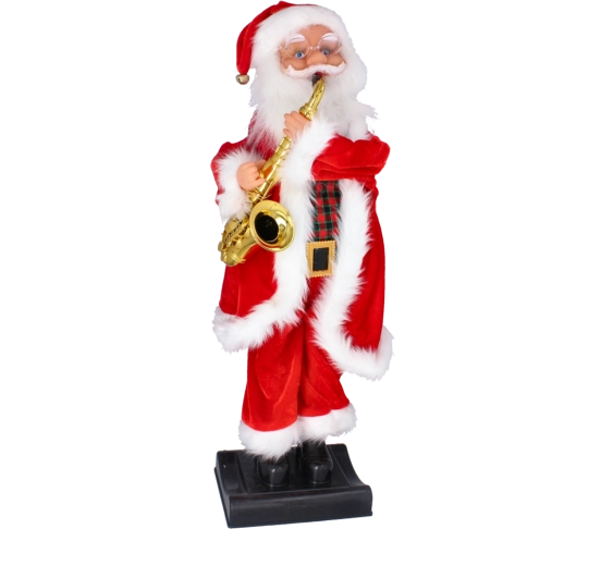 Grająca świąteczna figurka Mikołaj z saksofonem 81 cm - 1 sztuka