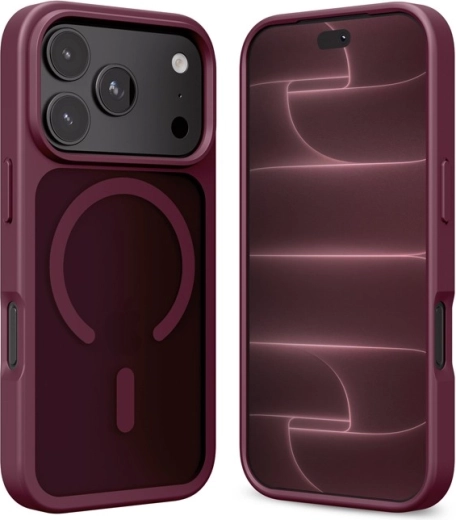 Crong Hybrid Matte Magnetic etui do iPhone'a 18 Pro Max / 17 Pro Max, bordowe