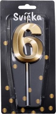 Świeczka urodzinowa numer 6 Złota