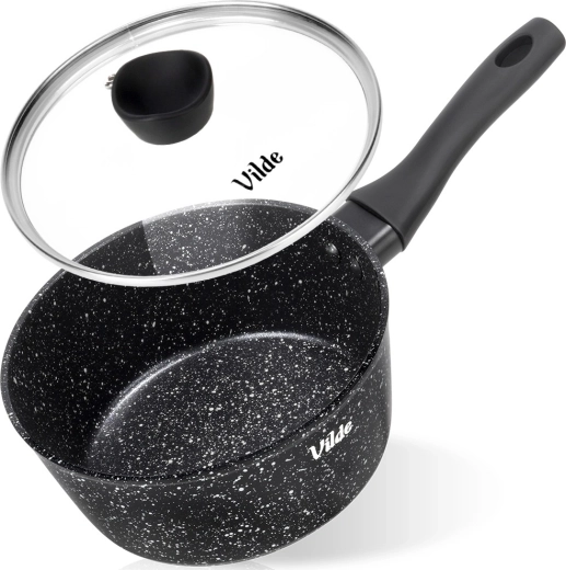 Rondelek z granitową powłoką ze szklaną pokrywką 16 cm, 1,1 l Vilde GRANITICA