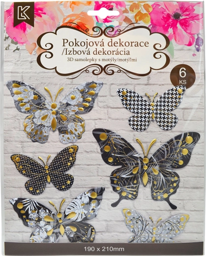 Naklejki ścienne z efektem 3D motyli, 6 szt.
