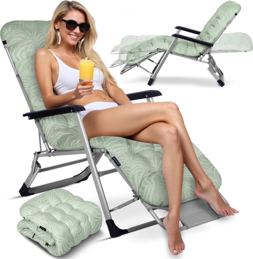 Składane ogrodowe leżak z materacem Sofotel ChillWell, jasnozielone