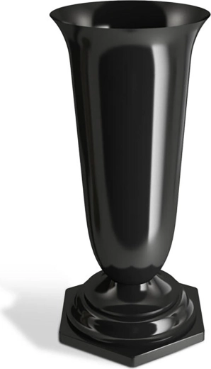 Wazon cmentarny Naty 23 cm, czarny, plastikowy z obciążeniem