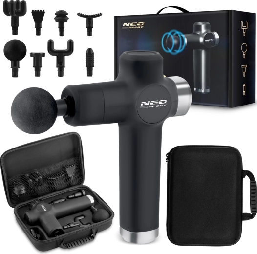 Pistolet do masażu NEO SPORT NS-501, 8 końcówek, czarny