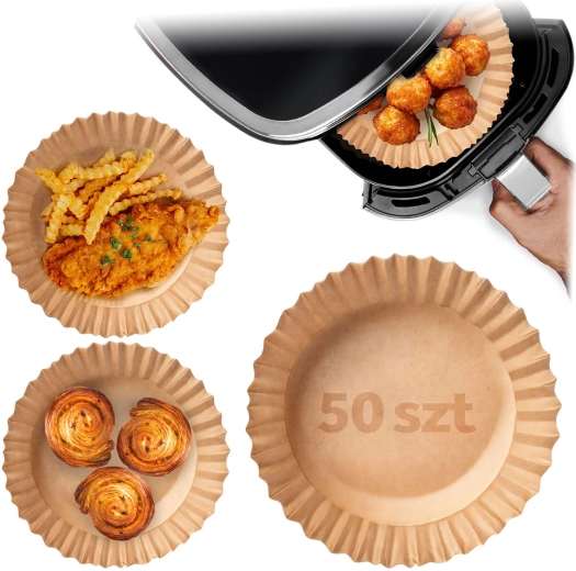 Papierowe wkładki do frytkownicy beztłuszczowej 20 cm – 50 szt. Berdsen