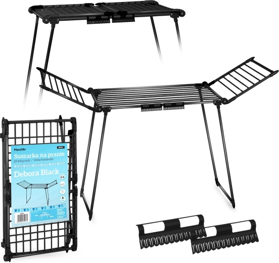 Składany stojący suszak na pranie Debora Slim Black 19 m