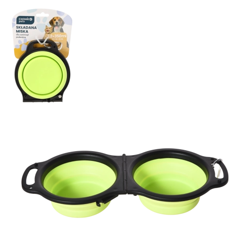 Składana podwójna miska turystyczna dla psów i kotów 2 × 350 ml