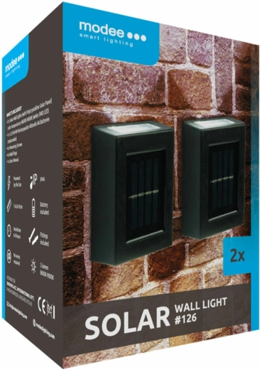 Modee Lighting solarna zewnętrzna lampa ścienna LED 2 szt.