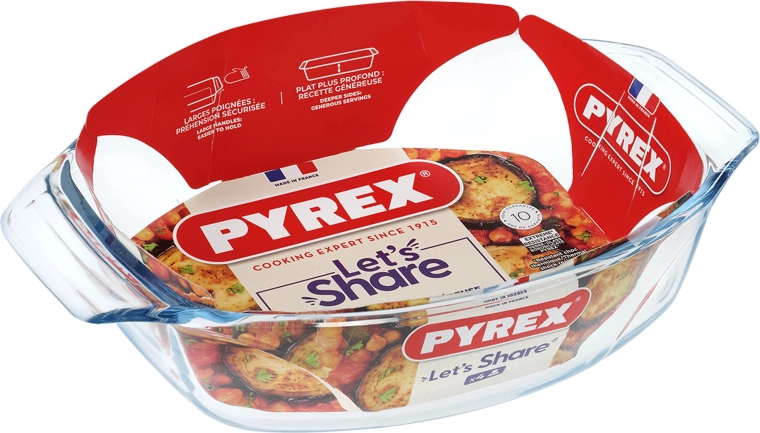 Owalne naczynie żaroodporne z borokrzemowego szkła PYREX 30 × 21 cm