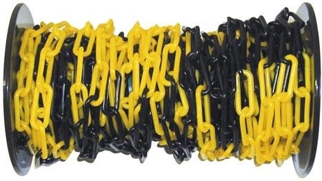 Plastowy łańcuch ostrzegawczy czarno‑żółty 25 m