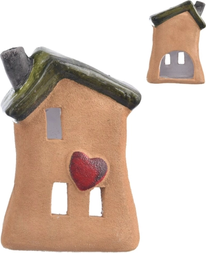 Beżowy ceramiczny świecznik domek