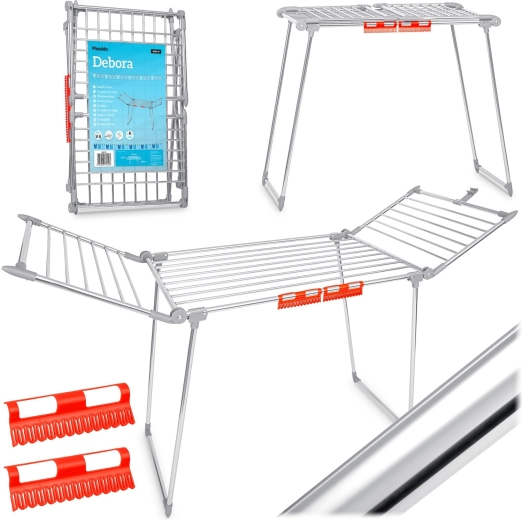 Składany stojący suszak na pranie ze stali nierdzewnej Massido Debora 19 m