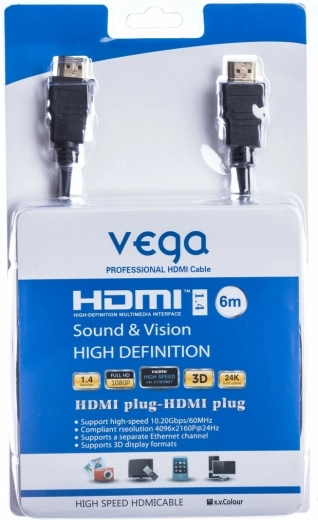 Kabel HDMI 6 m 10,2 Gb/s czarny VEGA