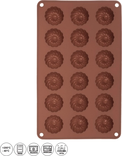 Silikonowa forma na mini pączki z dziurką 18 szt. brązowa