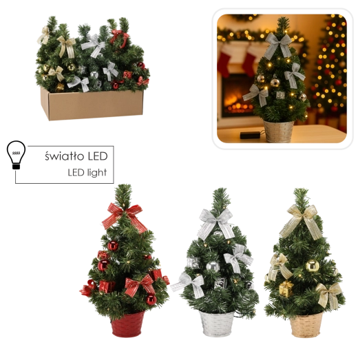 Świąteczna choinka LED 40 cm – dekoracja stołowa CHOMIK