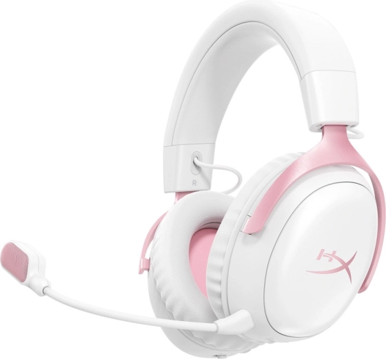 Bezprzewodowy zestaw słuchawkowy dla graczy HyperX Cloud III S biało-różowy