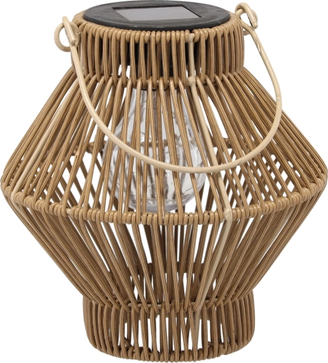 Brązowy solarny lampion ogrodowy 19 cm z LED