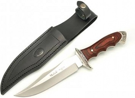 Muela uniwersalny nóż 16 cm z koralowego drewna Pakka z skórzanym etui