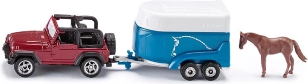 Jeep z przyczepą do przewozu koni