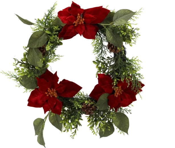 Syntetyczny wieniec bożonarodzeniowy z gwiazdą betlejemską, 40 cm