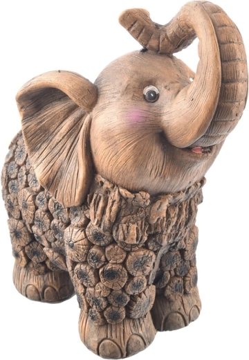 Ceramiczna dekoracja – słoń RONA w drewnianym wyglądzie 42 cm