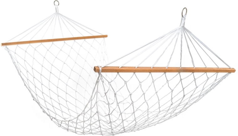 Wiszące łóżko siatkowe z drewnianymi rozpórkami 80 × 200 cm