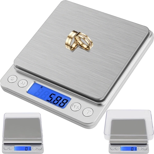 Cyfrowa waga kuchenna i jubilerska RUHHY 500 g z dokładnością 0,01 g