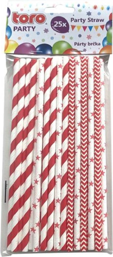 Papierowe słomki 19,7 cm, czerwone, 25 szt.