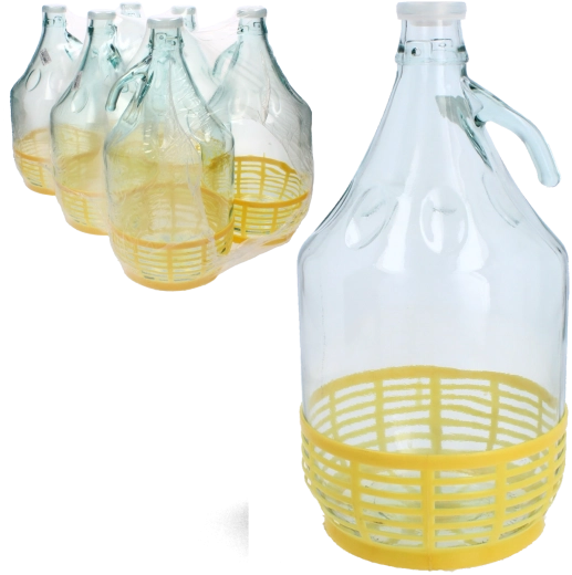 Szklany gąsior 5 l z uchwytem i plastikowym korkiem