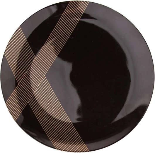 Altom Design talerz deserowy Modern Art 20 cm czarny ze złotym dekorem