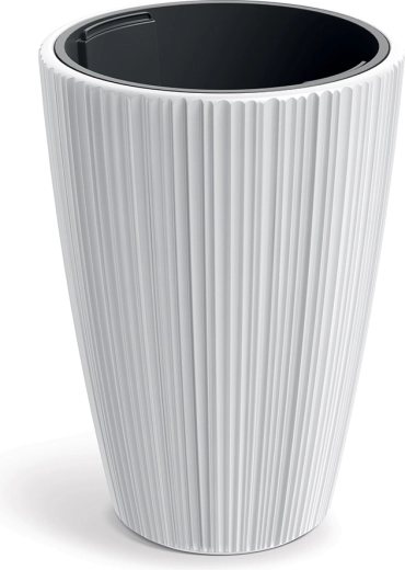 Biały kwietnik ORO 29,8 cm z wewnętrzną wkładką