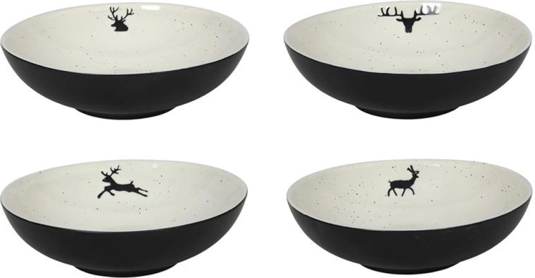 Miska z motywem renifera 18 cm, czarna