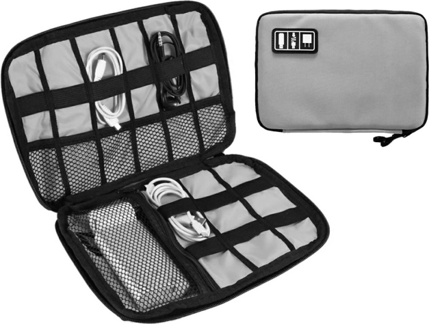 Podróżny organizer na kable i akcesoria elektroniczne – szary