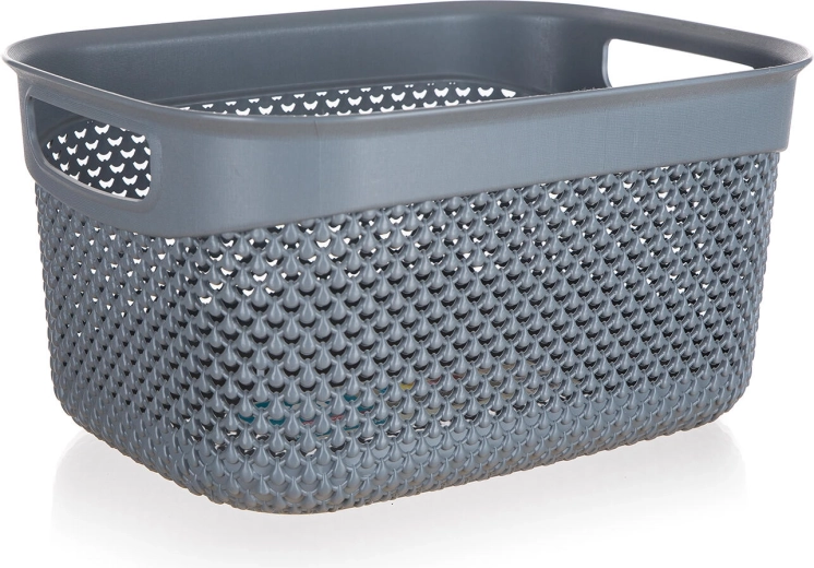 Koszyk do przechowywania z tworzywa rattanowego 23 × 17 × 12 cm, antracyt