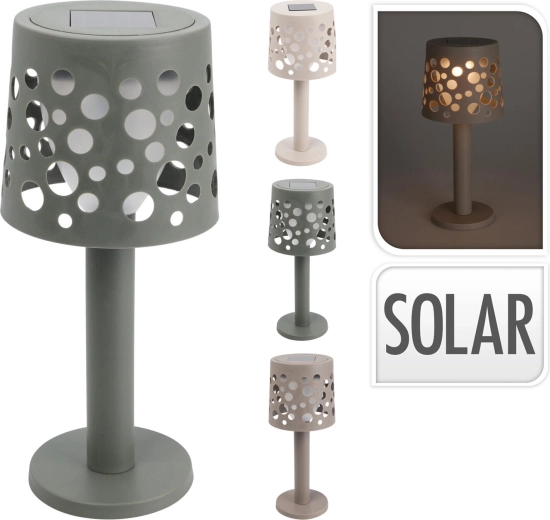 Solarny stołowy LED z okrągłym kloszem, wysokość 21 cm, mix kolorów