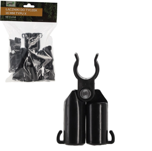 Zestaw 6 krzyżowych łączników do ogrodowych kijów 16 mm