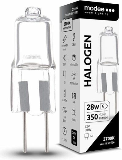 Modee ECO żarówka halogenowa G4 28 W, 350 lm, ciepła biel, ściemnialna