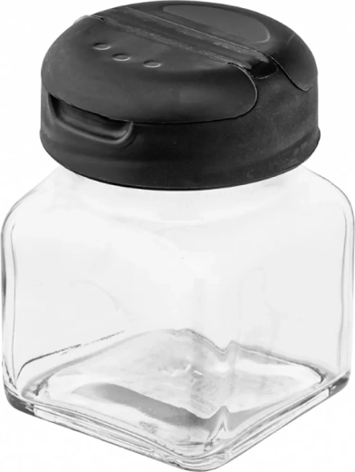 Szklany pojemnik na przyprawy z uchylną pokrywką 150 ml czarny