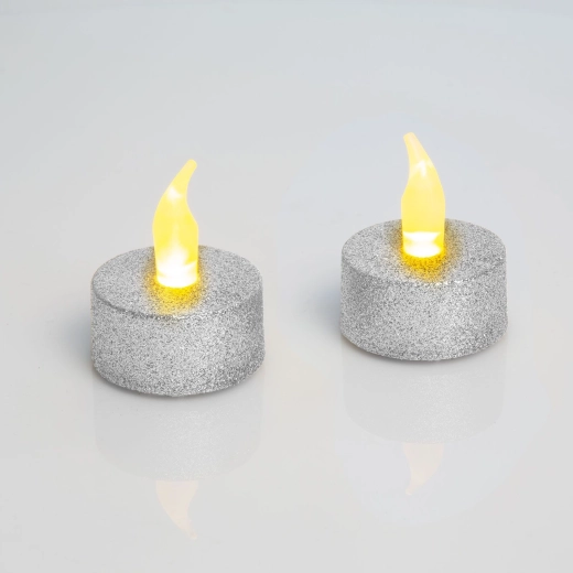Srebrna świeczka LED typu tealight z baterią - 1 sztuka