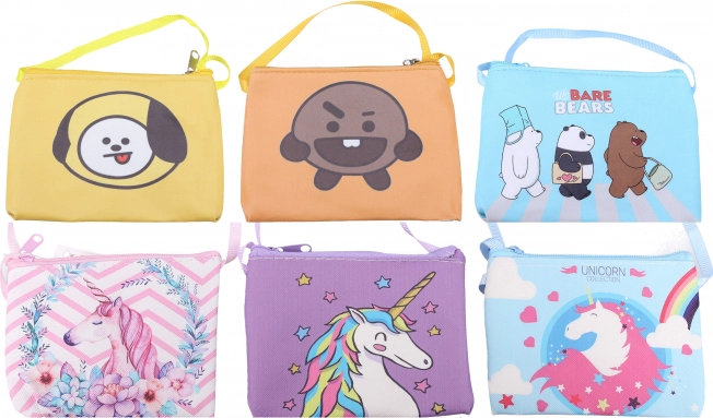 Dziecięcy materiałowy portfel na szyję mix kolorów